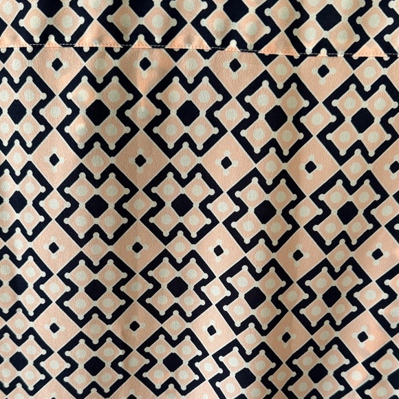 Talbots Pink and  Navy Blue Geometric Button-Down Shirt - Picture 8 of 10